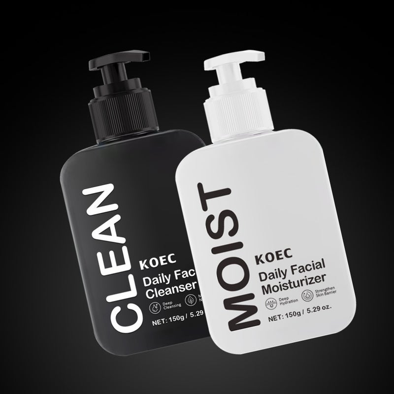 Koec Men'S Facial Skin Care Set Cleansing Facial Cleanser Moisturizing Cream Two-Piece Set 150G - Image 2