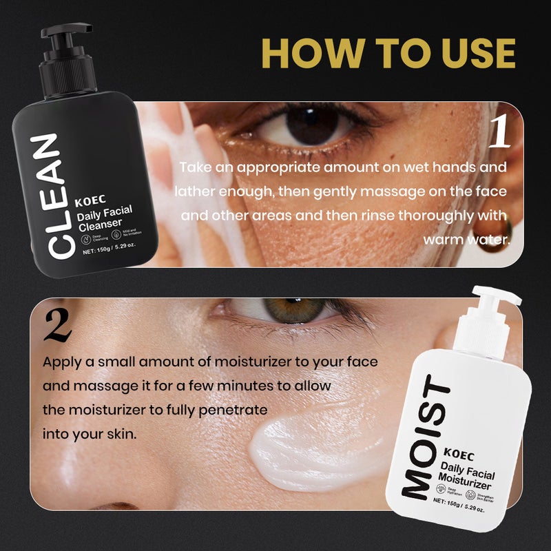 Koec Men'S Facial Skin Care Set Cleansing Facial Cleanser Moisturizing Cream Two-Piece Set 150G - Image 5