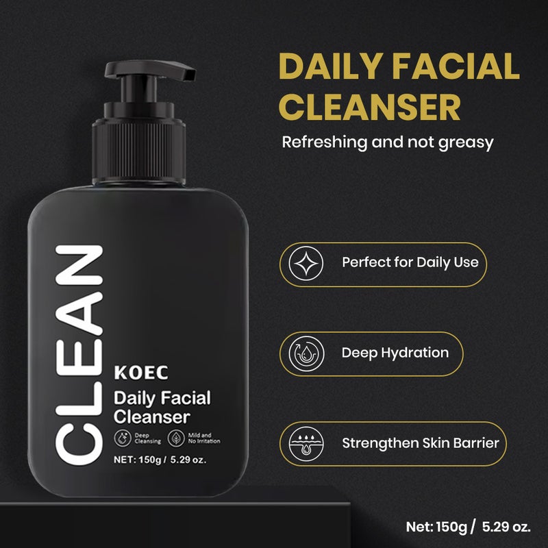 Koec Men'S Facial Skin Care Set Cleansing Facial Cleanser Moisturizing Cream Two-Piece Set 150G - Image 3