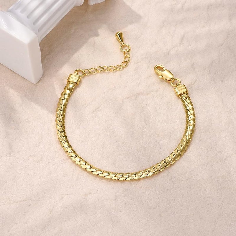 FRUMOS Dainty Layering Bracelets for Women 18 k Gold Plated Fashion Adjustable Chunky Cuban Paperclip Link Chain Bracelets Jewelry for Women Girls Gift - Image 3