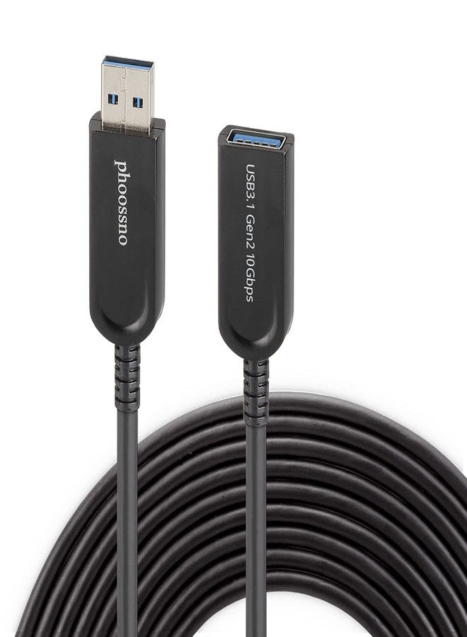 phoossno USB 3.1 Extension Cable Active Optical USB 10Gbps 33ft 10m Compatible with Microsoft Azure Logitech Camera Xbox Touch Screen Kinect Keyboard Mouse Intel RealSense - Image 1