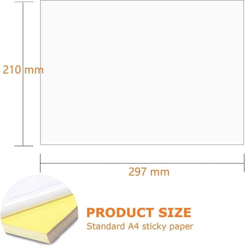 Premify 100 Printable Sheets of A4 Size | Glossy White Sticker Paper Printing Labels - Adhesive Stickers Label for Mailing Address, Photos & Pictures, Stationery Stickers for Trade Mark, Photocopies Children - Image 4