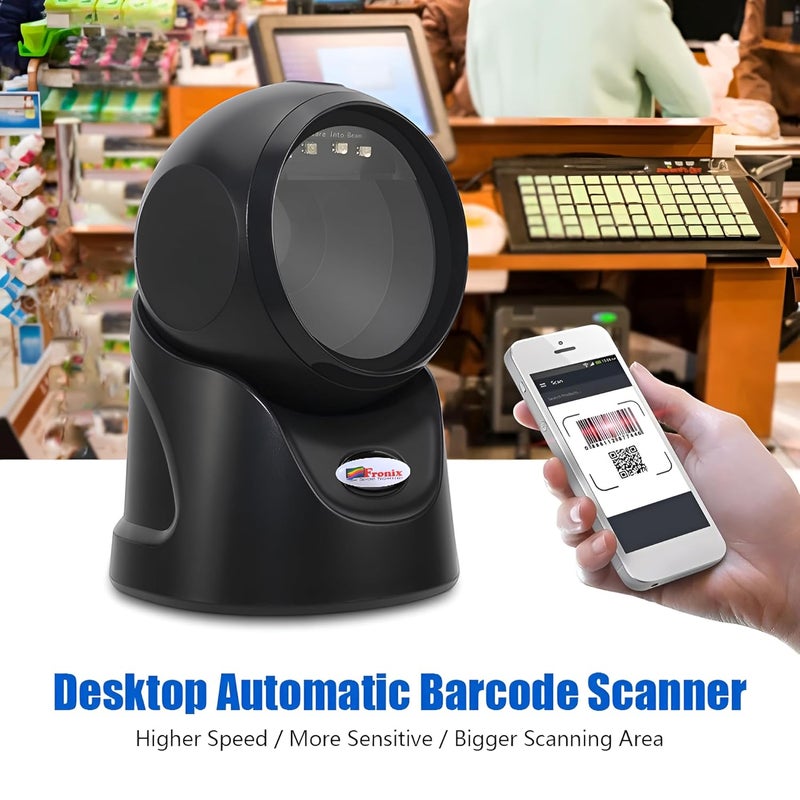 Fronix 1D 2D QR Hands-Free Desktop Barcode Scanner | Table Top Plug & Play Automatic | Scan All Types of Barcode | Useful for Supermarkets Malls Warehouse Retail | Wide Scan Window | Adjustable Angle - Image 5