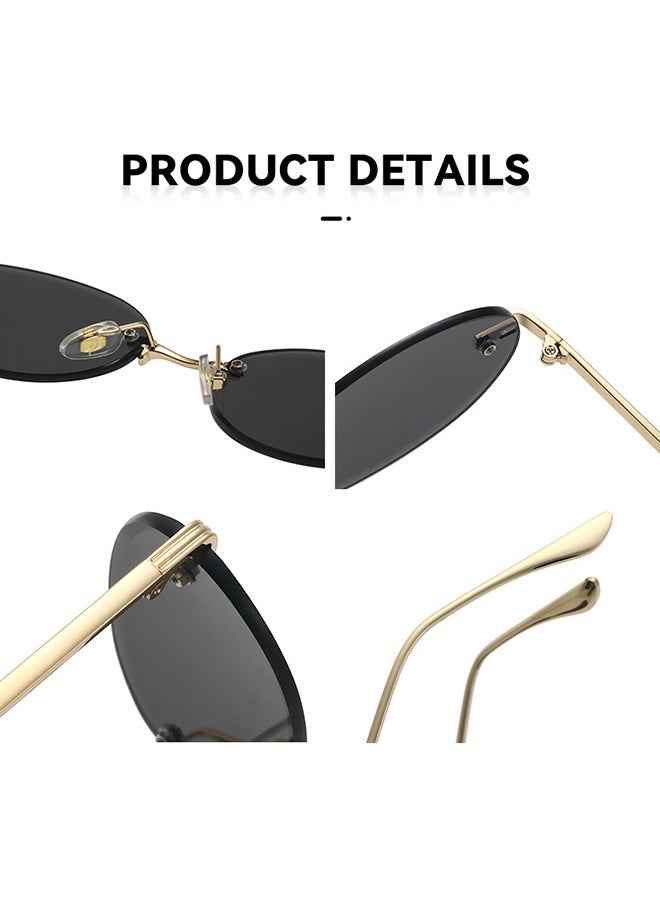 Brand Designer Fashion Rimless Round Shades Metal Custom Logo Rimless Sunglasses for Men Women - Image 4