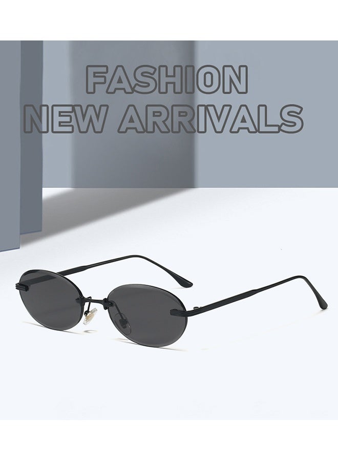 Brand Designer Fashion Rimless Round Shades Metal Custom Logo Rimless Sunglasses for Men Women - Image 2