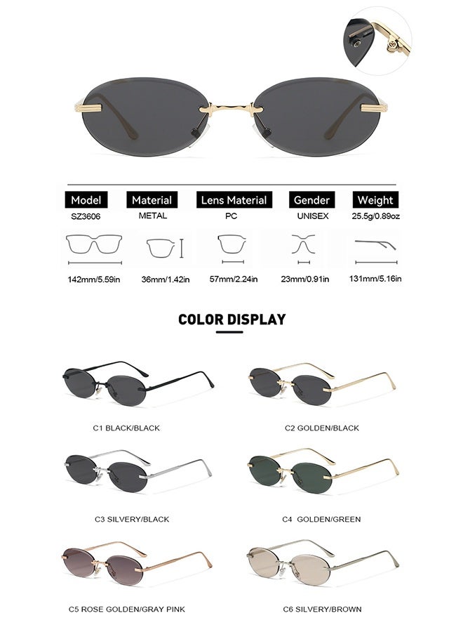 Brand Designer Fashion Rimless Round Shades Metal Custom Logo Rimless Sunglasses for Men Women - Image 3
