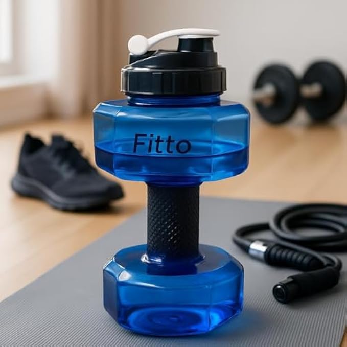 Dumbbell Water Bottle - 1.5L Strong Hydration Drink Bottle, Blue