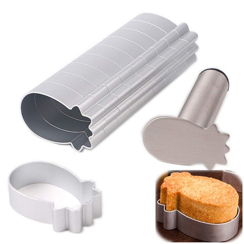 LoBake Pineapple shape Aluminium Press Cookie Cutter with Handle Stamp Metal Biscuit Mold Fondant Presser for Baking Set - Image 1