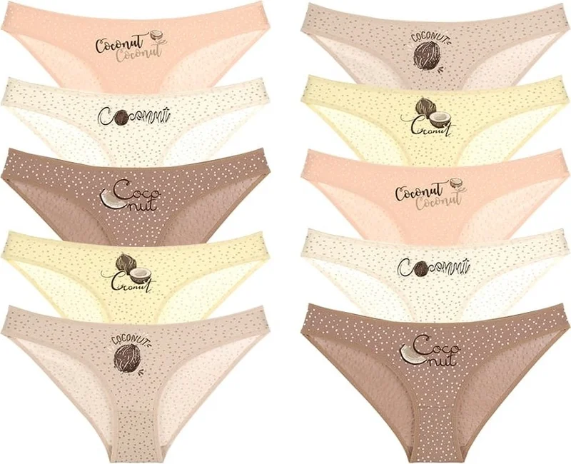 Donella 10 Pcs. Colorful Coconut Printed Women's Panties - 211160B