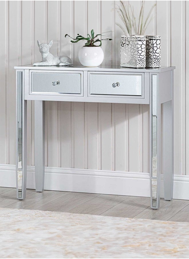 VANITY LIVING Vanity Living Console Table, Modern Design Mirrored Narrow Hallway Table, Treviso Slim Wooden Framed Entryway Hall Table for Living Room Furniture  - Image 1