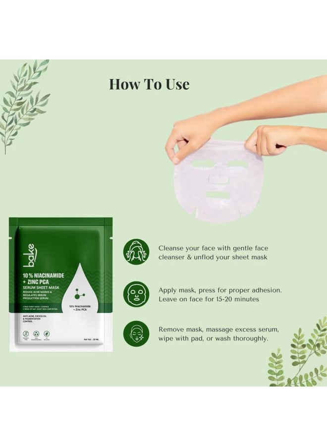Bake 10% Niacinamide + Zinc PCA Sheet Mask for Acne, Acne Marks & Pigmentation | Oil Control & Skin Clarifying | Paraben-Free & 100% Biodegradable (20g) - Image 4