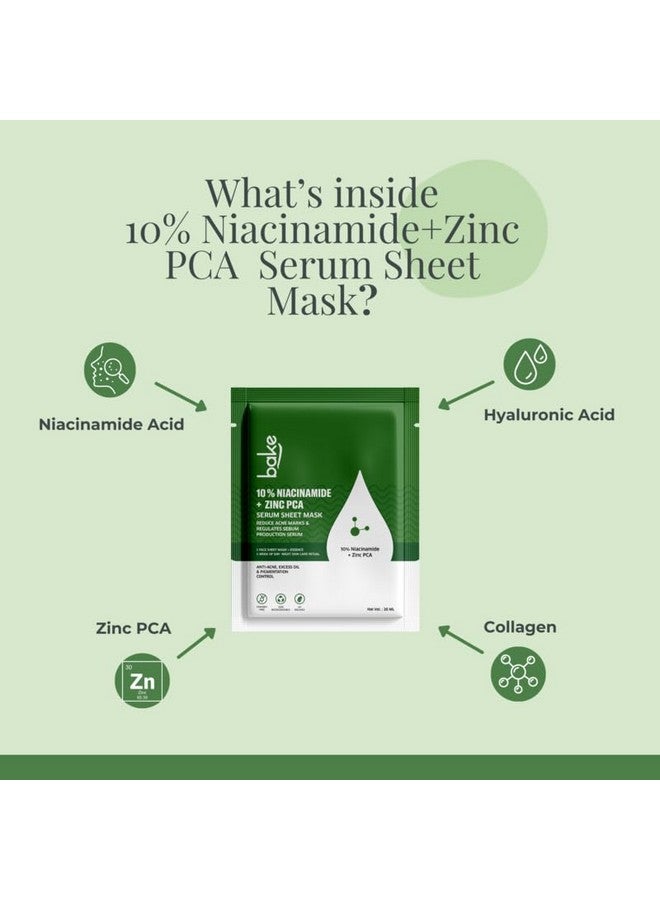 Bake 10% Niacinamide + Zinc PCA Sheet Mask for Acne, Acne Marks & Pigmentation | Oil Control & Skin Clarifying | Paraben-Free & 100% Biodegradable (20g) - Image 3