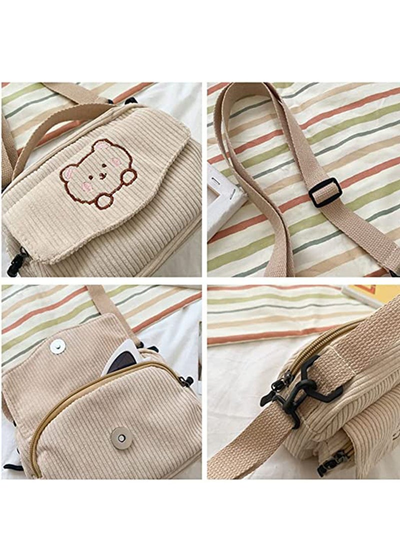Excefore Corduroy Crossbody Bags, Small Cute Crossbody Bag, Girls Kawaii Purse, Corduroy Tote Bags, Travel Shoulder Bag, Kawaii Gift for Women Teen Girls - Image 5