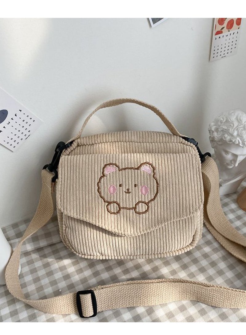 Excefore Corduroy Crossbody Bags, Small Cute Crossbody Bag, Girls Kawaii Purse, Corduroy Tote Bags, Travel Shoulder Bag, Kawaii Gift for Women Teen Girls - Image 3