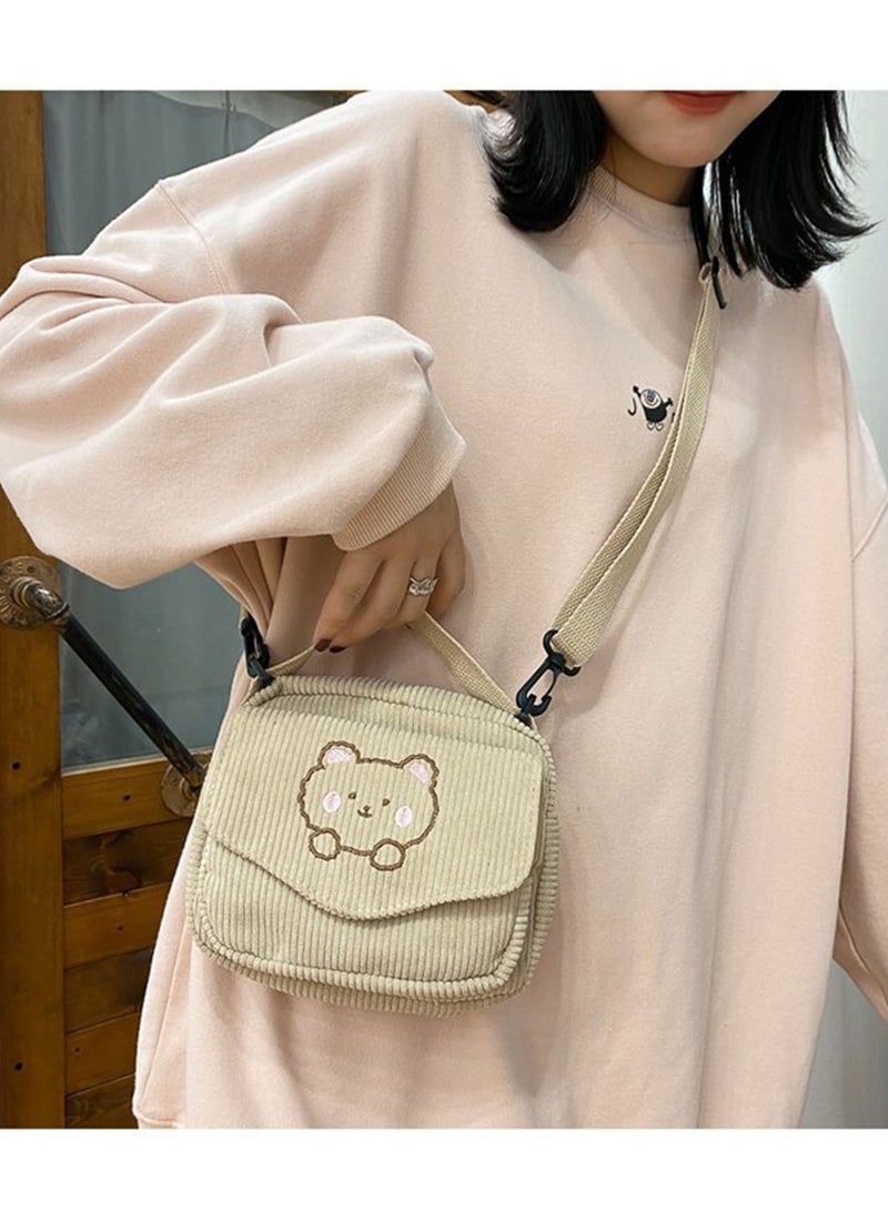 Excefore Corduroy Crossbody Bags, Small Cute Crossbody Bag, Girls Kawaii Purse, Corduroy Tote Bags, Travel Shoulder Bag, Kawaii Gift for Women Teen Girls - Image 2
