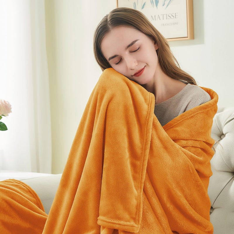 BEDELITE Burnt Orange Throw Blankets for Couch & Bed, 300GSM Luxury Plush Cozy Fleece Blanket 50" x 60", Super Soft Lightweight Fall Blanket for Travel Camping - Image 2