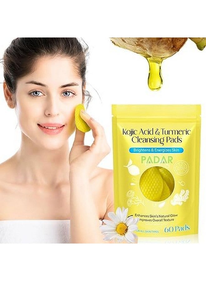FODGO Kojic Acid and Turmeric Cleansing Pads for Dark Spots, Skin Brightening & Acne Prevention, with Vitamin B5, Vitamin C, Turmeric Infused Foaming Exfoliating Pads, for Face for All Skin Types (180) - Image 1
