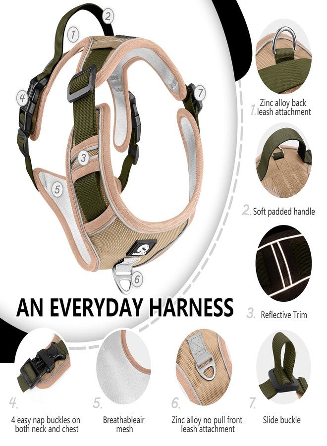 FYA Dog Harness, No Pull Pet Harness, No Choke Front Lead Dog Harness, Adjustable Reflective Soft Padded Dog Vest With Easy Control Handle For Medium Large Dogs,Olive - Image 2