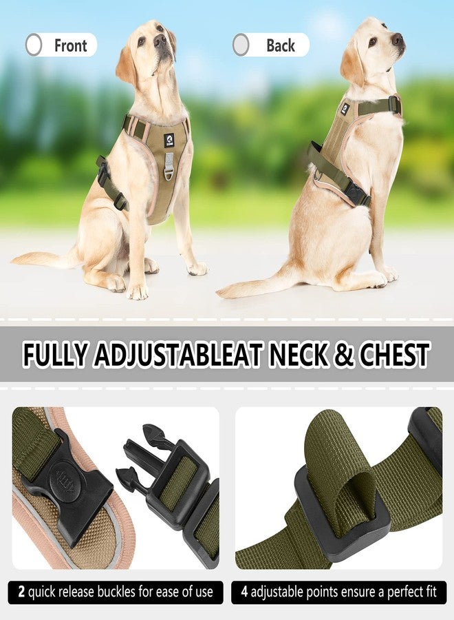 FYA Dog Harness, No Pull Pet Harness, No Choke Front Lead Dog Harness, Adjustable Reflective Soft Padded Dog Vest With Easy Control Handle For Medium Large Dogs,Olive - Image 4