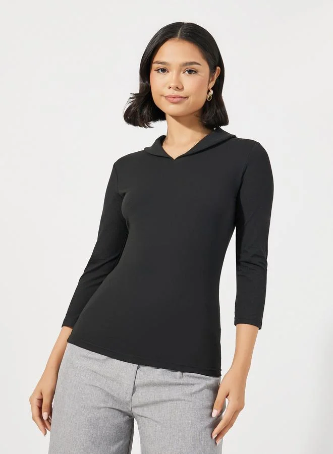 Styli Solid Fitted Collared Polo T-shirt