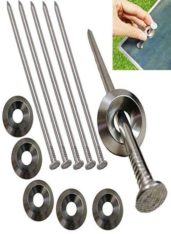 Pmsanzay Heavy Duty Stainless Steel Patio Rug Stakes Low-Profile Mat Anchors Rug Gripper, Rug Holder - Easily Secure Your Patio Rug to The Ground - No Rust, No Bending - Easy to Install - Pack of 6 - Image 3