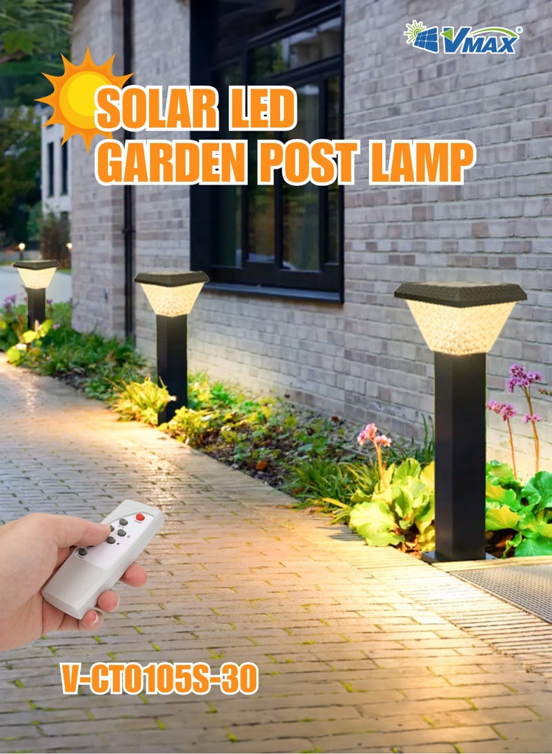 Vmax Solar Garden Post Light-80Cm-Black, Remote-Controlled LED Outdoor Solar Lamp, 3000K(Warm)/4000K(Neutral)/6500K(Cool) White Light, 3 Color Changing, 7500 MAh Battery, For Garden Yard Lawn Patio Pathway - Image 2