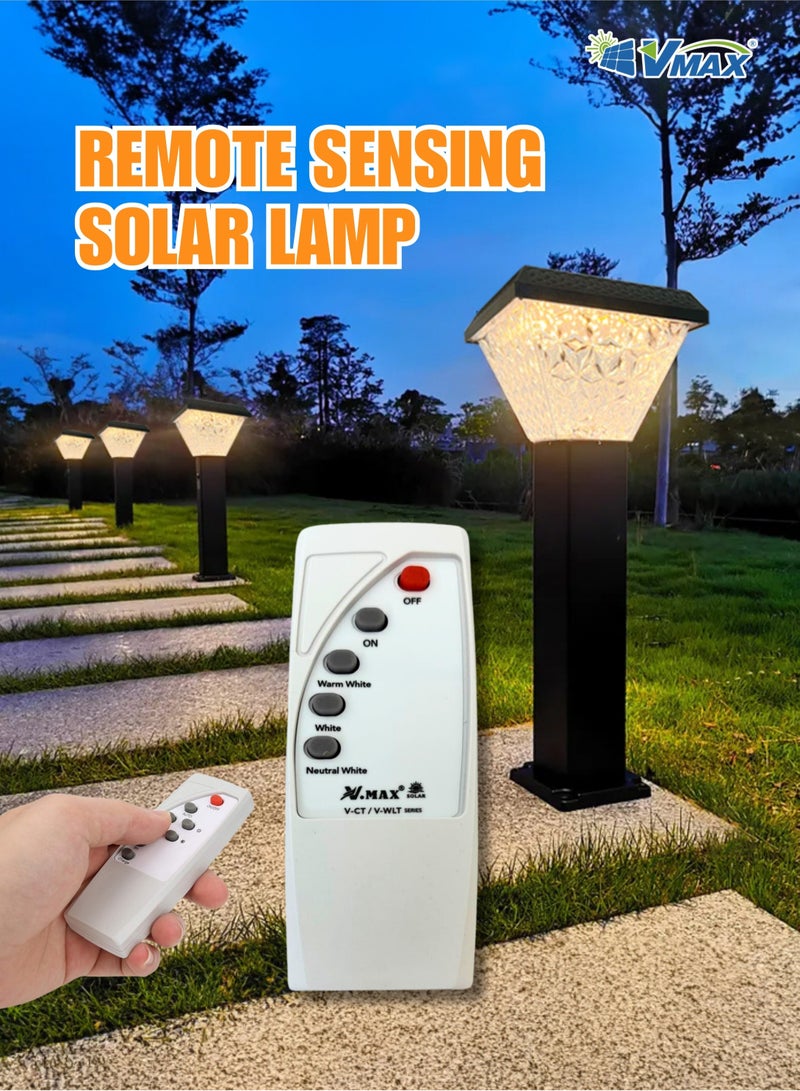 Vmax Solar Garden Post Light-80Cm-Black, Remote-Controlled LED Outdoor Solar Lamp, 3000K(Warm)/4000K(Neutral)/6500K(Cool) White Light, 3 Color Changing, 7500 MAh Battery, For Garden Yard Lawn Patio Pathway - Image 3
