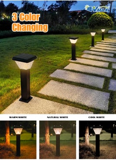 Vmax Solar Garden Post Light-80Cm-Black, Remote-Controlled LED Outdoor Solar Lamp, 3000K(Warm)/4000K(Neutral)/6500K(Cool) White Light, 3 Color Changing, 7500 MAh Battery, For Garden Yard Lawn Patio Pathway  - Image 4