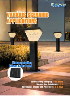 Vmax Solar Garden Post Light-80Cm-Black, Remote-Controlled LED Outdoor Solar Lamp, 3000K(Warm)/4000K(Neutral)/6500K(Cool) White Light, 3 Color Changing, 7500 MAh Battery, For Garden Yard Lawn Patio Pathway  - Image 5