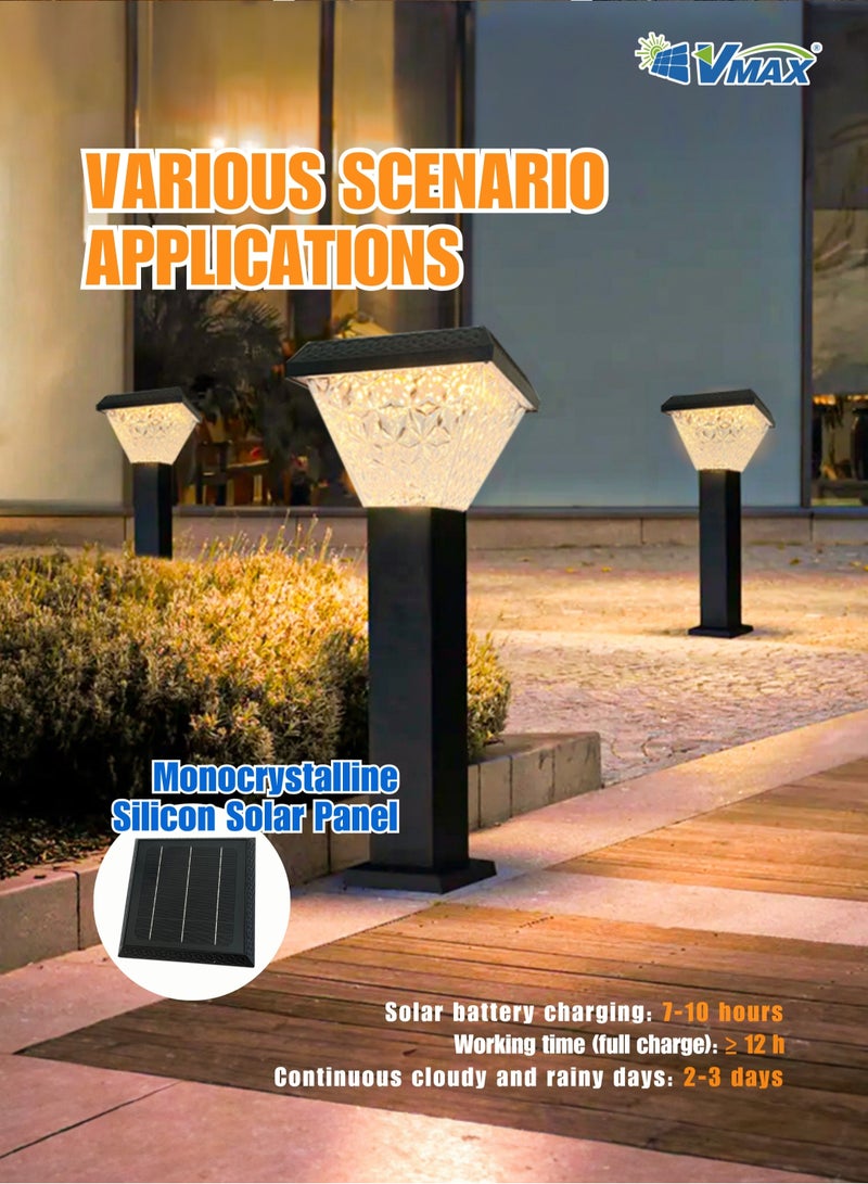 Vmax Solar Garden Post Light-80Cm-Black, Remote-Controlled LED Outdoor Solar Lamp, 3000K(Warm)/4000K(Neutral)/6500K(Cool) White Light, 3 Color Changing, 7500 MAh Battery, For Garden Yard Lawn Patio Pathway - Image 5