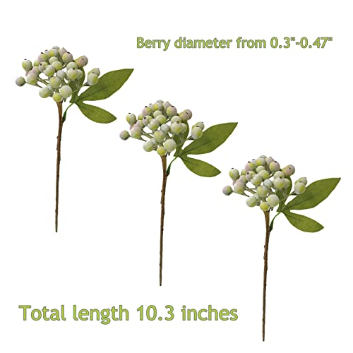 M2cbridge Pack of 6 Green Artificial Berry Stems Christmas Picks Wreath Ornament(Frost Green) - Image 3