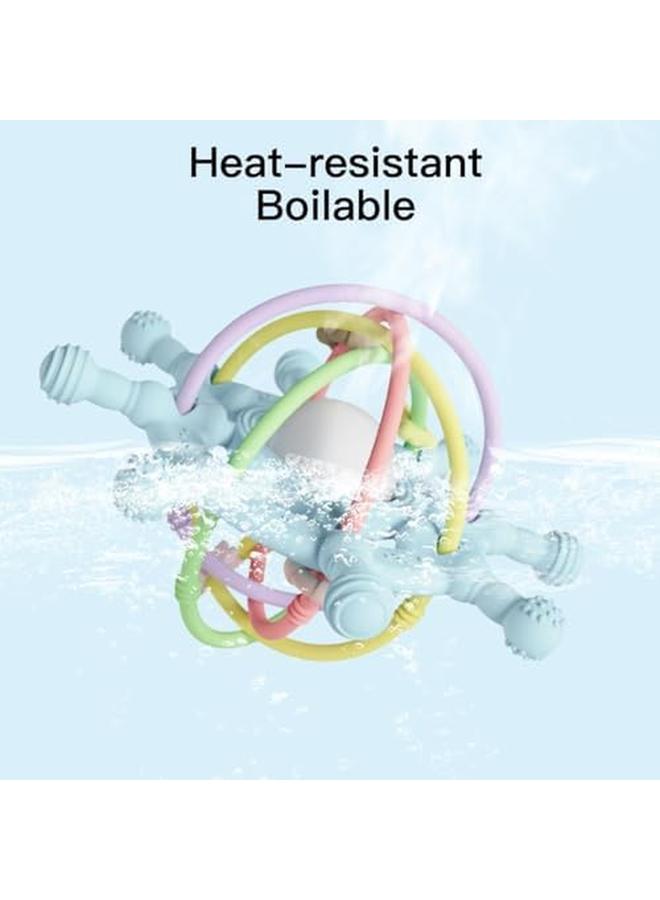 ECVV Silicone Baby Teether Toys With Rattle Babies Sensory Toys Teething Relief Baby Chew Toys For Baby Girl Boy Newborn Birthday Christmas Gift - Image 4