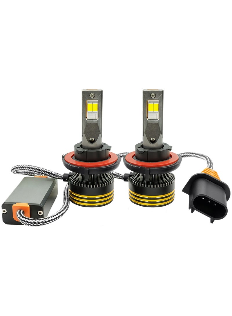 جولدن كامل Golden Camel M8 Pro H13 LED Headlight Bulb 120W 15000LM IP65 Waterproof 6500K Cool White Light with Aviation Aluminum Heat Sink 12V–24V DC Car LED Headlamp Conversion Kit (Set of 2) - Image 4