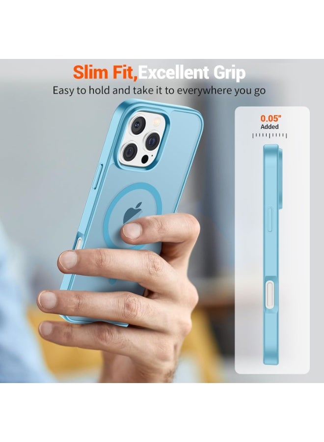 ACLIX Magnetic Case for iPhone 16 Pro Compatible with MagSafe, Translucent Matte Back Slim Shockproof Phone Cover | Sky Blue - Image 3