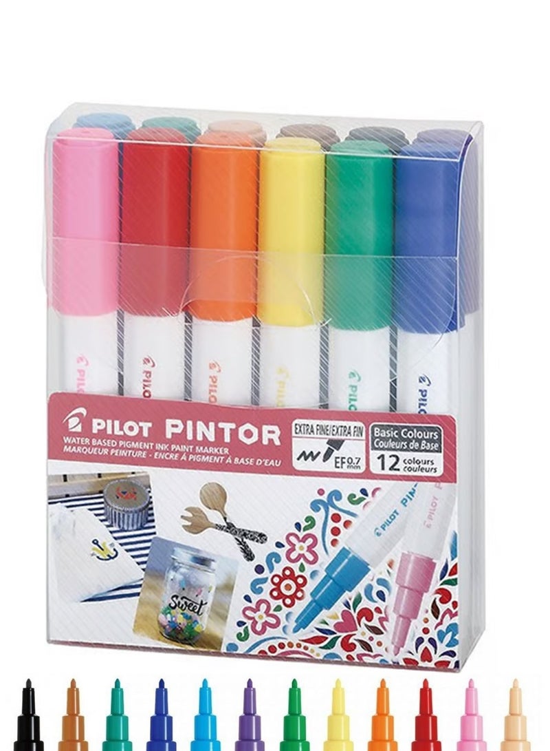 PILOT 12 قطعة من أقلام الطلاء المائي Pintor بقطر 0.7 مم، ألوان متنوعة - Image 1