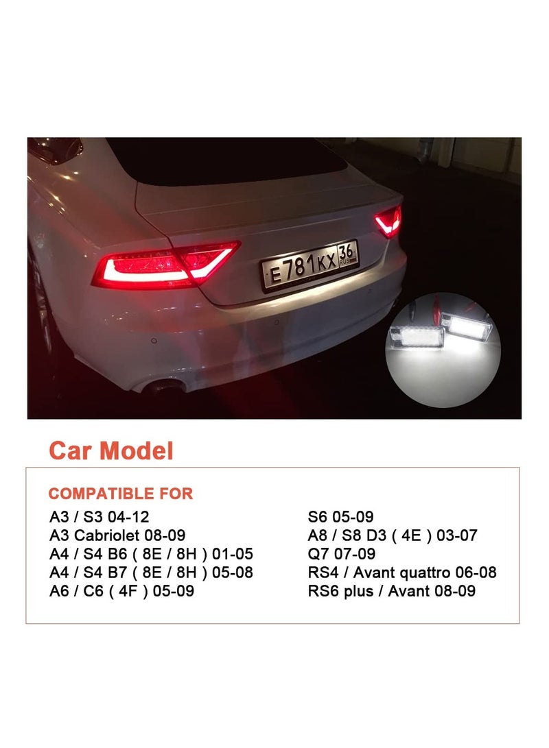 18 SMD Bulb Number Plate Lights, 2PCS Bright LED License Plate Lamps LED License Plate Light Lamps Car License Plate LED Lights LED SMD Bulbs for Audi A3 S3 A4 S4 A6 S6 A8 S8 Q7 RS4 Xenon White - Image 2