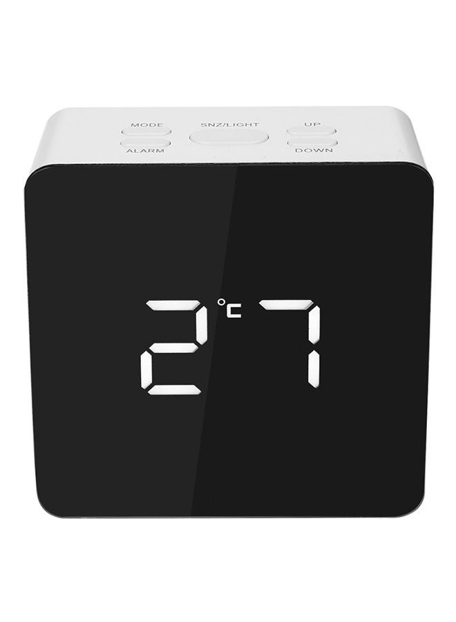 NIBEMINENT Multi Functional Digital LED Mirror Alarm Clock Thermometer White/Black 8.2 x 3.5centimeter - Image 1