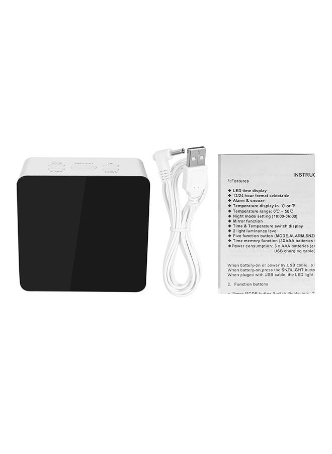 NIBEMINENT Multi Functional Digital LED Mirror Alarm Clock Thermometer White/Black 8.2 x 3.5centimeter - Image 3