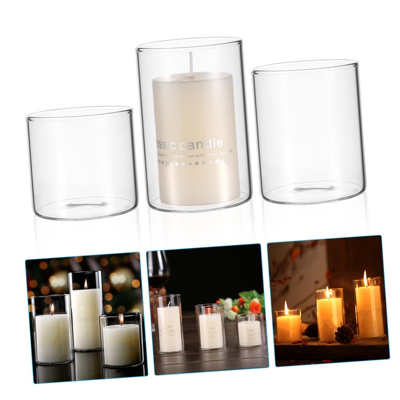 3Pcs Transparent Glass Candle Holders For DIY Aromatherapy Home Decor And Festive Atmosphere - Image 5