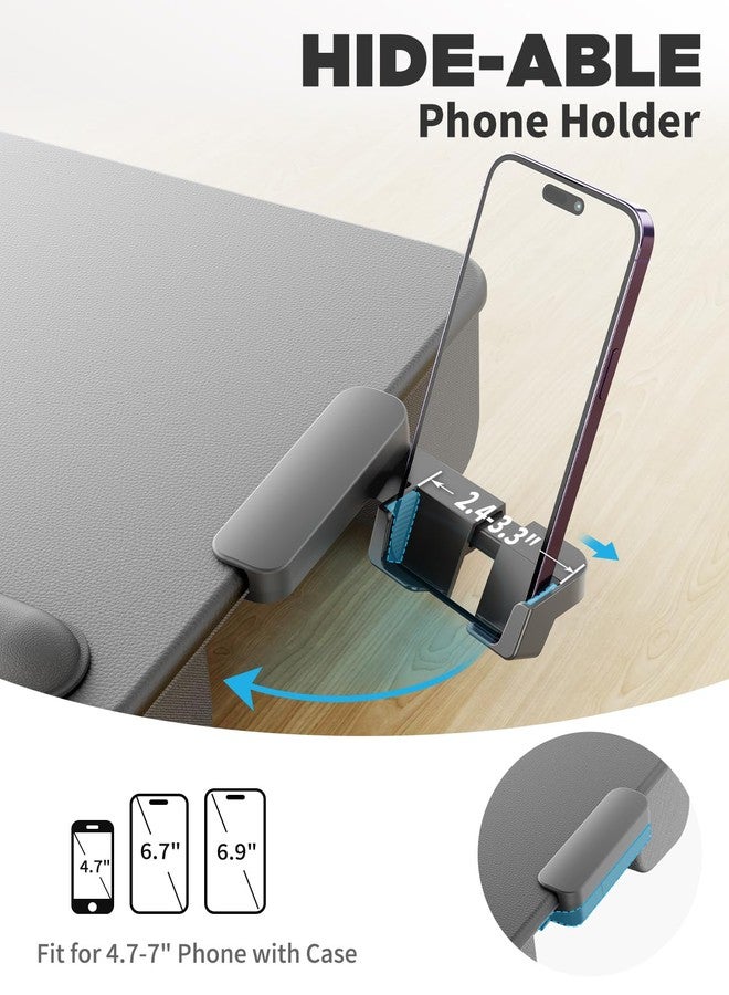 SAIJI Lap Desk with Cushion, Computer Laptop Stand, Lap Laptop Table, Built-in Drawer Storage, Phone Holder, Wrist Pad - Image 3