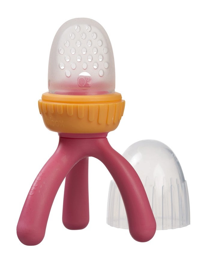 b.box Silicone Fresh Food Feeder | Ages 4 Months+ | Tripod Design Easy for Baby to Hold | Perfect for Fresh or Frozen Foods | Cap Included for On The Go | Dishwasher Safe (Strawberry Shake) - Image 1