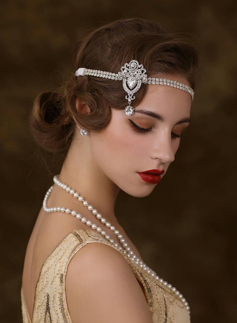Excefore 1920's Flapper Headband, Great Gatsby Headpiece 20s Art Deco Hair Accessories Headband Sliver - Image 3