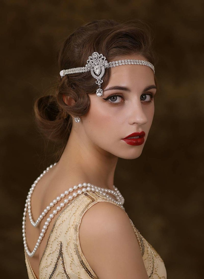 Excefore 1920's Flapper Headband, Great Gatsby Headpiece 20s Art Deco Hair Accessories Headband Sliver - Image 4
