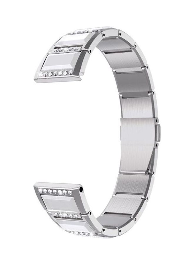 NIBEMINENT For Samsung Galaxy Watch Active 2 Diamond Encrusted Replacement Watchbands Silver/White - Image 1