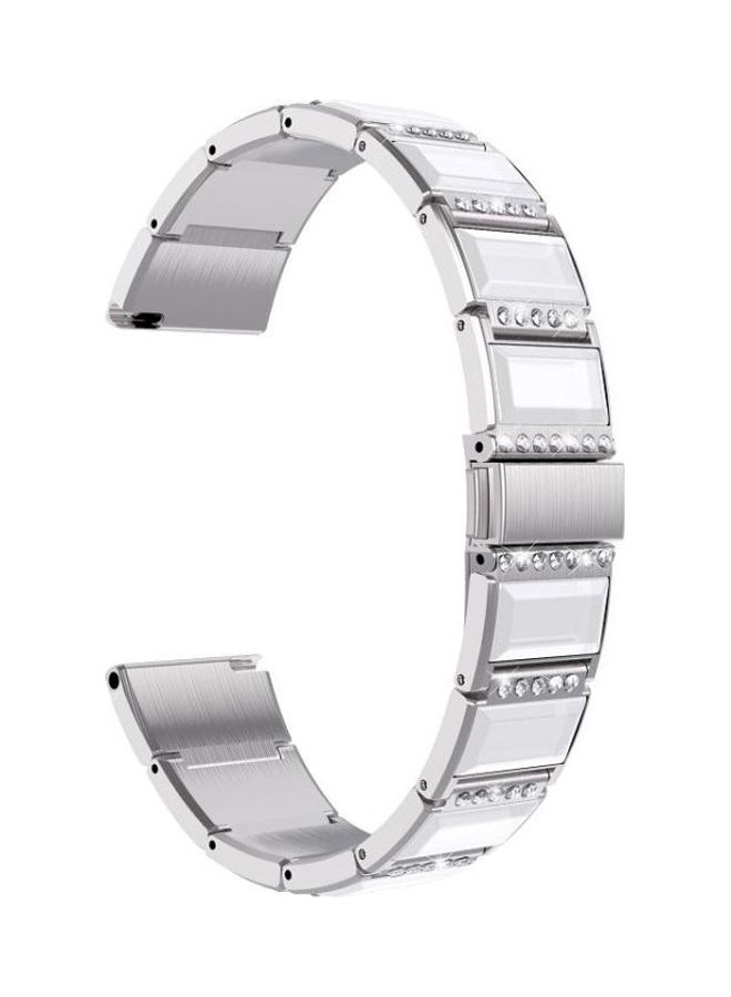 NIBEMINENT For Samsung Galaxy Watch Active 2 Diamond Encrusted Replacement Watchbands Silver/White - Image 2