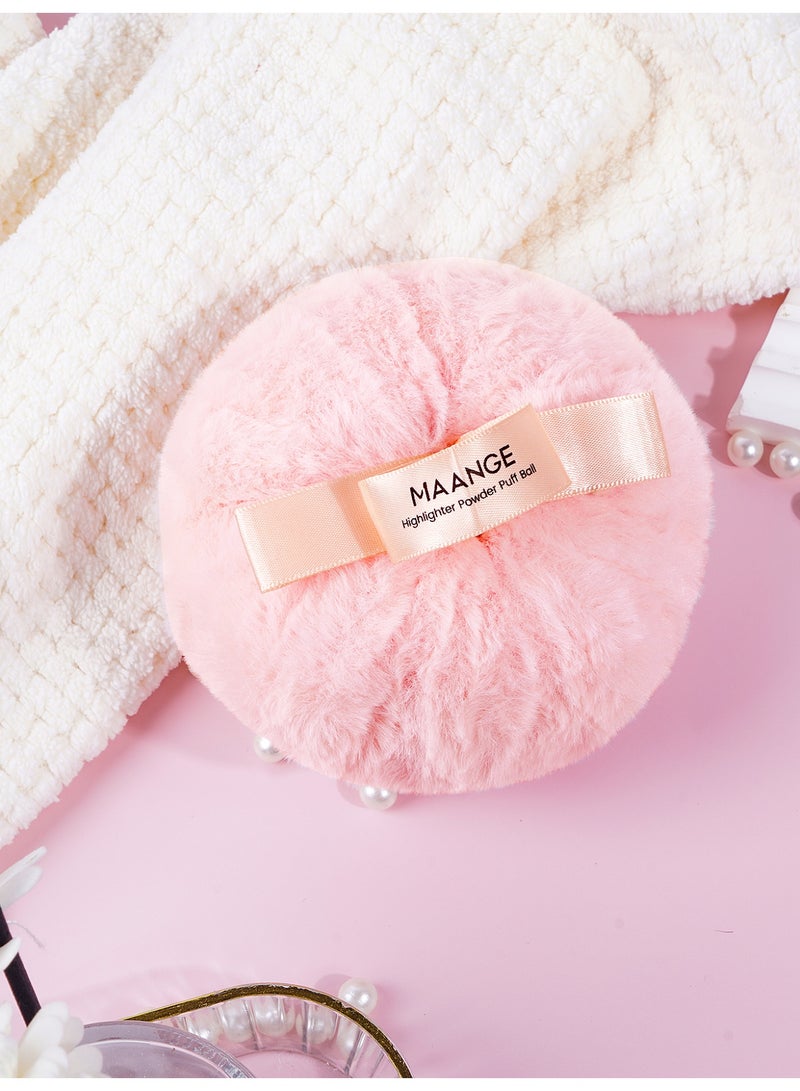 MAANGE 1Pcs Large Fluffy Powder Puff, Soft Body Powder Puff Round Powder Loose Puff Washable Cosmetic Puff with Ribbon Bow Handle, Loose Powder Puffs Wet Dry Makeup Tool - Image 1