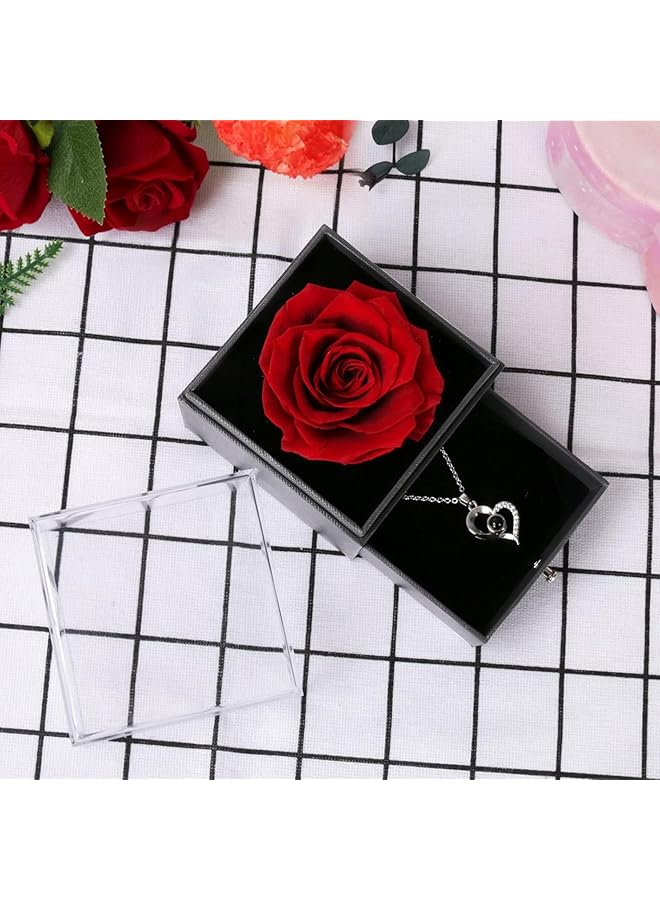 erorex Preserved Rose Birthday Gifts For Women Red Preserved Flowers Rose Gifts For Women Fresh Real Rose Flower With Necklace For Mom Grandma Wife Gifts For Thanksgiving  - Image 3