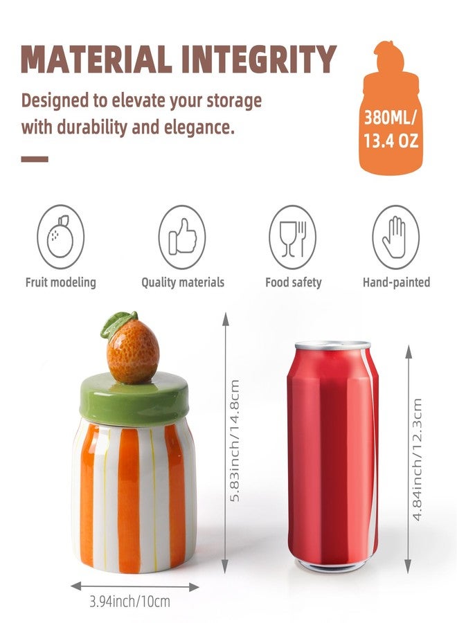 DIF DECO Cookie Jars with Lid Airtight, Hand Painted Orange Ceramic Food Storage Containers with Lids for Home Decor and Kitchen Countertops, For Coffee, Spices, Sugar, Tea, Salt, Honey, Candy, Nut - Image 2