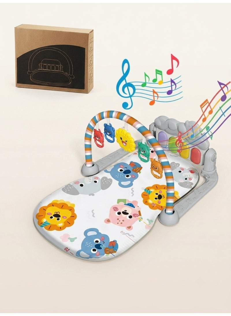 Baby Activity Gym Play Mat – Musical Kick & Play Infant Floor Gym with Light-Up Piano Keys, Hanging Sensory Toys, Soft Fitness Mat for Newborns 0–12 Months