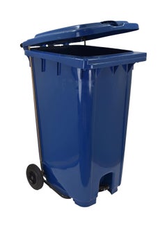 VINSTAR 100 Ltr Blue Outdoor Waste Center Pedal Bins, Garbage Can Container With Attached Lid & Two Wheeled - High Density Polyethylene (HDPE) Heavy-Duty  - Image 2